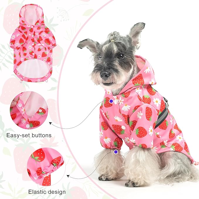 BEAUTYZOO Dog Raincoat Hooded with Harness Built-in for Small Medium Large Dogs Girls Boys, Dog Rain Jacket Slicker Poncho, Waterproof Dog Rain Coat Clothes for Winter Rainy Snowy Days, Pink M