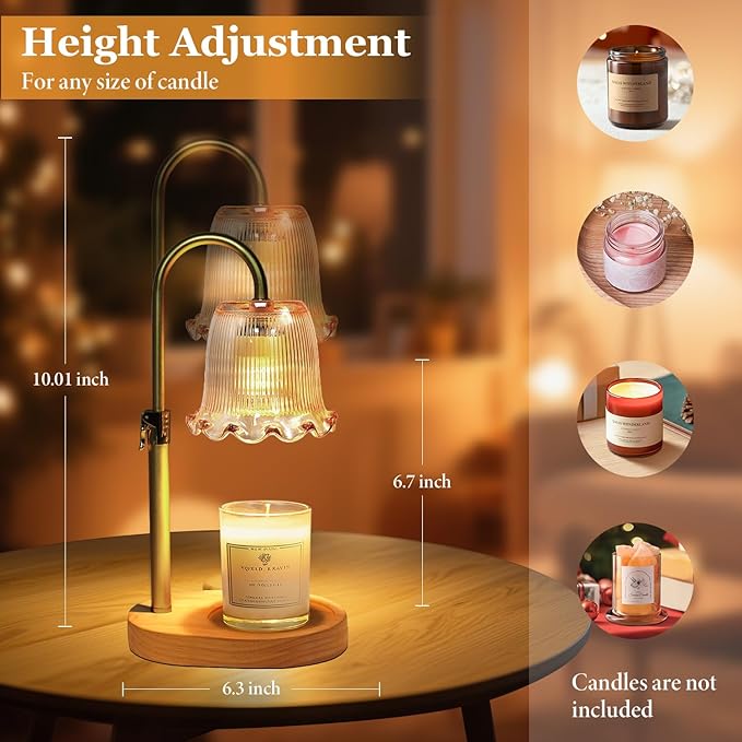 Candle Warmer Lamp with Timer Dimmable, Birthday Gifts for Women Mom, House Warming Gifts New Home Decor, Wax Melt Warmer for Jar Candles with 2 Bulbs