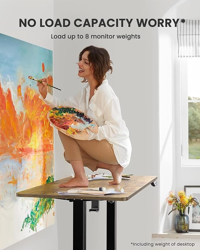 ErGear Electric Standing Desk, 44 x 24 Inches Height Adjustable Stand up Desk, Sit Stand Home Office Desk, with Two-Piece Desktop (Vintage Brown)