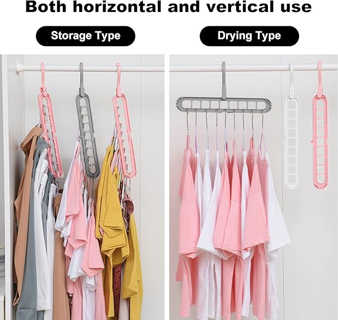 Closet Organizers and Storage,College Dorm Room Essentials,Pack of 10 Multifunctional Organizer Magic Space Saving Hangers with 9 Holes Storage Organization for Wardrobe Closet