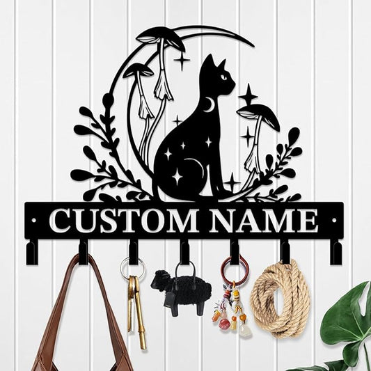 Customized Keys Holder - Personalized Mushroom Wonderland Key Hooks Wall Metal Sign Decor,Wall Holder,Door Hook (Style G)