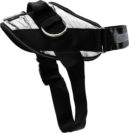 ShawnCo Essential Dog Harness, No-Pull Pet Vest with 3 Leash Clips, No Choke, Reflective, Adjustable and Padded, for Easy Walking and Training for Small, Medium and Large Dogs (White Marble, S)