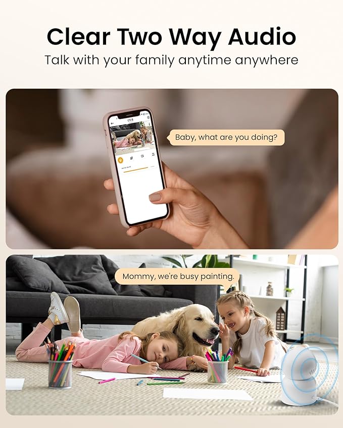 Anlapus 2MP Home Security Indoor Camera, C518 1080p Pan/Tilt WiFi Camera, 2.4/5 GHz 360° Plug-in Camera, Motion Detection, One-Touch Call, Auto Tracking, Night Vision (Memory Card Not Include)