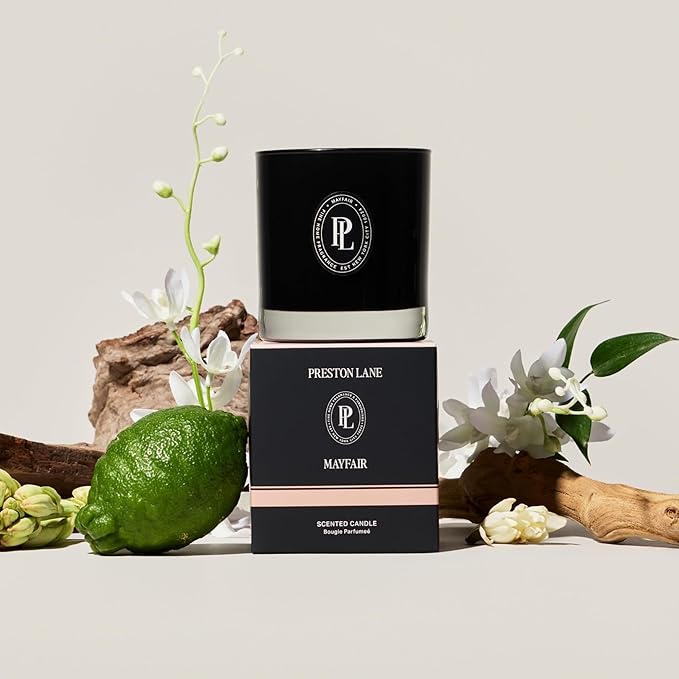 Preston Lane Luxury 2-Wick Scented Candle, Mayfair, 7.5 oz Hand-Poured in USA | Long Burn Time (20-30 Hrs), Vegan Soy Wax Blend, Decorative Glass Vessel, Fine Italian Fragrance