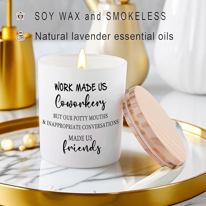 BFJLIFE Coworker Gifts for Women Funny Cool Co Worker Gifts for Christmas Birthday Unique Lavender Scented Soy Candles