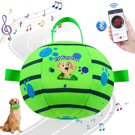 Interactive Dog Toys Chew-Resistant Interactive Dog Ball Nylon Dog Balls with Rope Bluetooth-Enabled for Music Connection Moving Dog Ball Interactive Dog Balls for Large Dogs