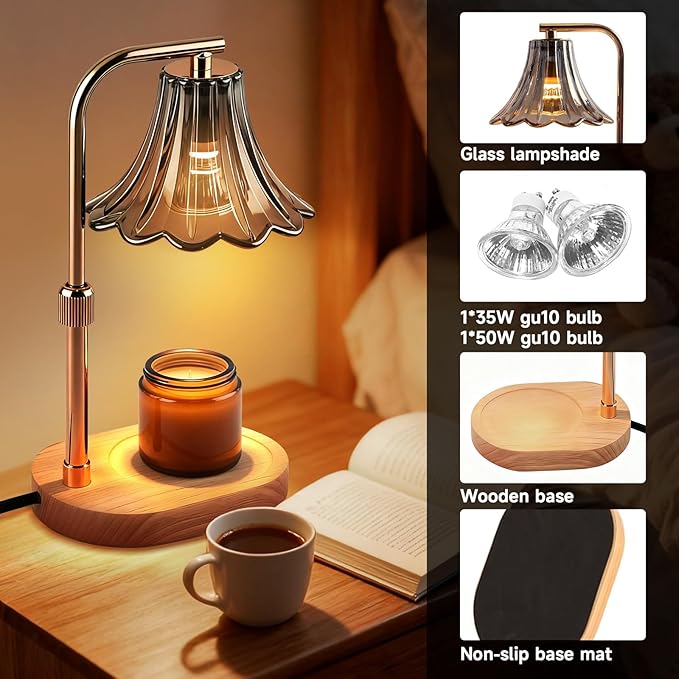 Candle Warmer Lamp - Flame-Free with 2 Bulbs Height-Adjustable Warmer Ideal for Scented Candles for Women, Moms Housewarmings