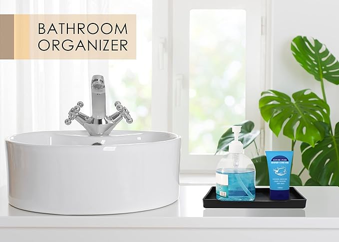 3 Packs Small Black Mini Serving Trays (8 inch x 4 inch) for Serving Accessory, Spa, Coffee, Shot Glass, Drinks, Wine, Tea, Bar, Party, Seasoning, Perfume or Display Use.