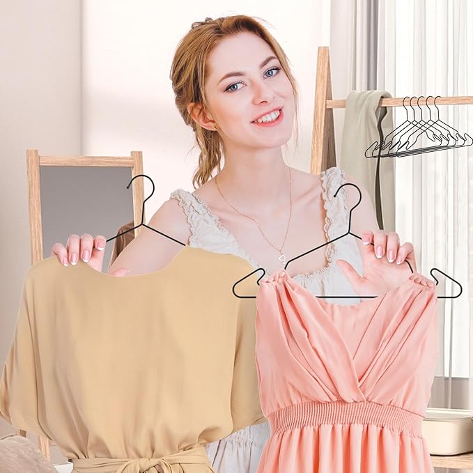 Black Aluminum Hangers, 16.5 Inch Smooth and Durable Metal Shirt Dress Hanger, Lightweight and Sturdy Metal Hanger for Suit Jackets and Casual Pants (20 Pack) (Black, Black-20P)