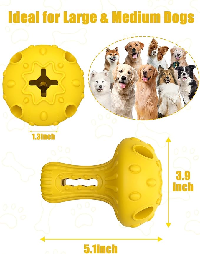 Dog Chew Toys for Aggressive Chewers, Rubber Treat Dispensing Stimulation Toy to Keep Them Busy, Durable Interactive Enrichment Puzzle Toy for Medium Large Breed Dogs