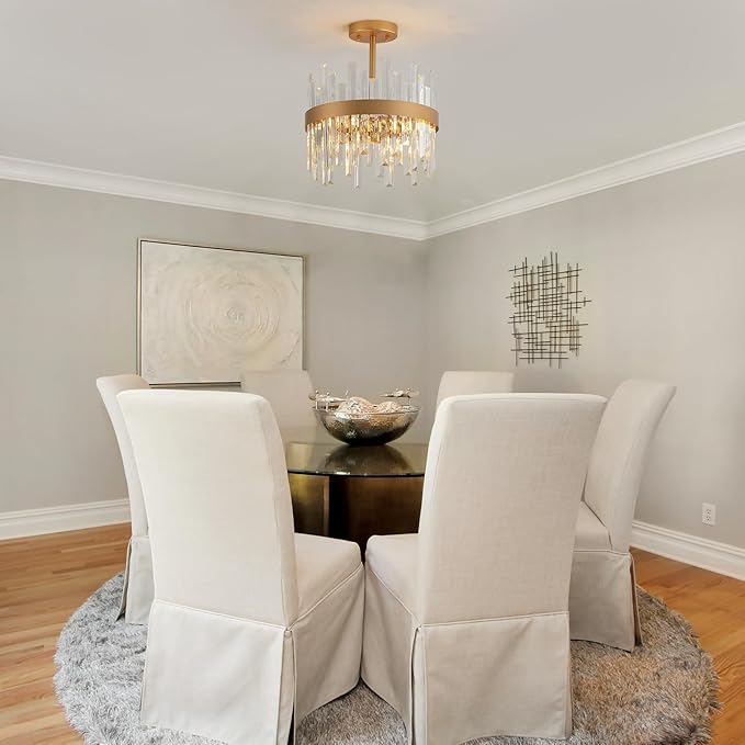 Gold Semi Flush Mount Ceiling Light Fixture, Modern Hallway Light Fixtures Ceiling Mount, Foyer Kitchen Lighting Fixtures Ceiling Lights for Bedroom, Bathroom, Laundry Room, Entryway