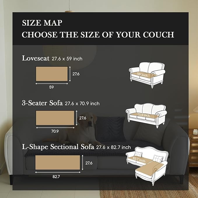 Couch Covers for 3 Cushion Couch Sofa Pet Friendly,Non-Slip Sofa Cover Washable