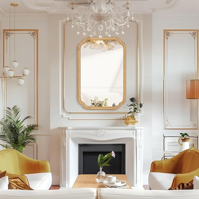 HOMECOOKIN Wood Bathroom Mirrors for Wall Mounted, 20" x 30" Rustic Wood Frame Wall Mirrors Decorative for Living Room or Bedroom Vanity Mirror (Natural) A