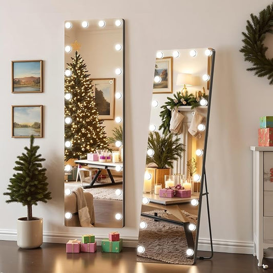 Kosmonia 62x20 Hollywood Full Length Mirror with Light, 20 Dimmable Bulbs & 3 Color Smart Touch Control, Distortion Free, Tempered Glass & Shatter Proof Film, Safe Full Body Mirrors with Stand