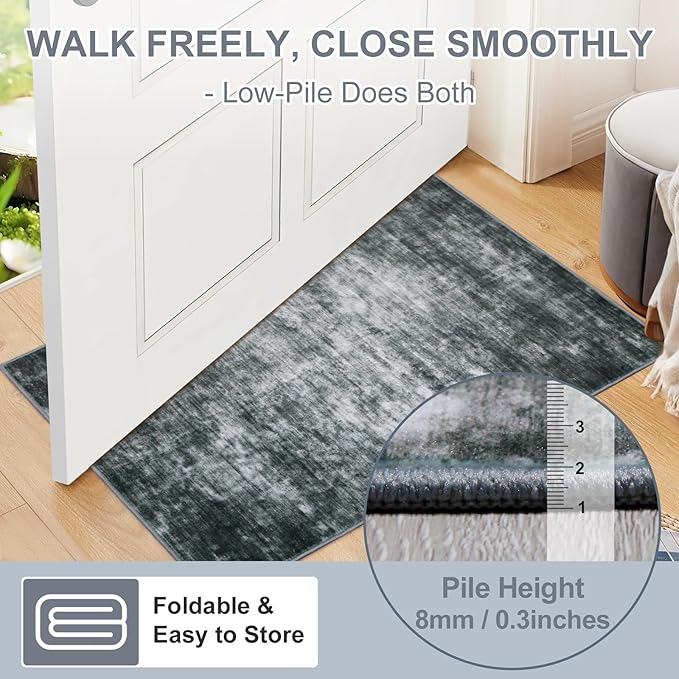 WILLSUN Washable Area Rugs, 4x6 Non-Slip Boho Large Area Rugs for Living Room, Bedroom, Machine Washable Vintage Rug, Indoor Floral Print Carpet for Home Decor, Kid & Pet Friendly Mat