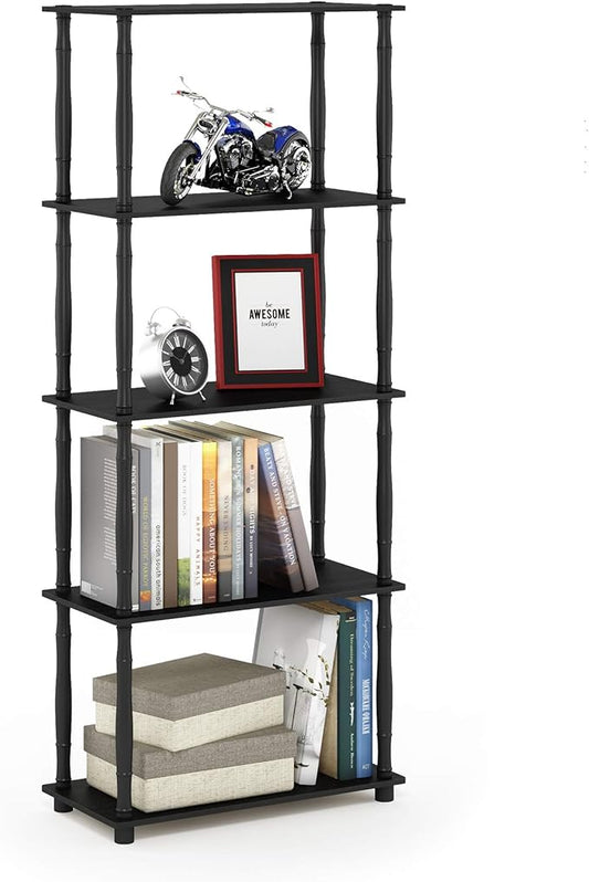 Furinno Turn-N-Tube 5-Tier Multipurpose Shelf / Display Rack / Storage Shelf / Bookshelf, Classic Tubes, Americano/Black