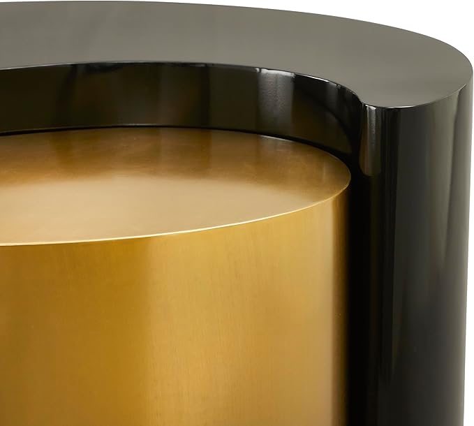 Modern Contemporary Luxury Ying-Yang 36" Coffee Table Set, Sculptural Design with Aluminum Frame for Living Room, Entryway, Home & Office, Black & Gold Dual Tone Coffee Table