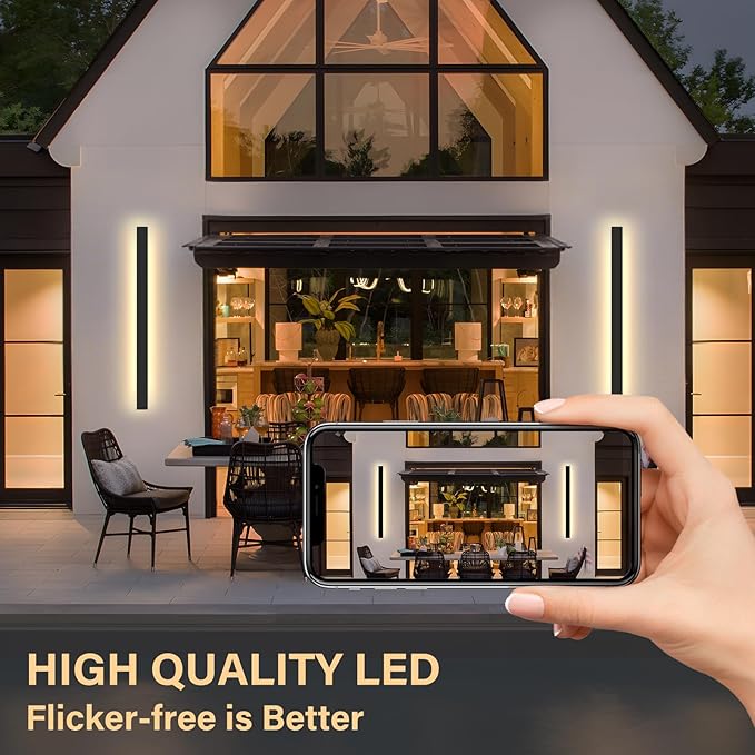 Modern Outdoor Wall Lights, 39.4Inch Black LED 3000K IP65 Waterproof Outdoor Linear Wall Sconces Exterior Lighting Fixture Porch Wall Light for House, Front Door, Garage
