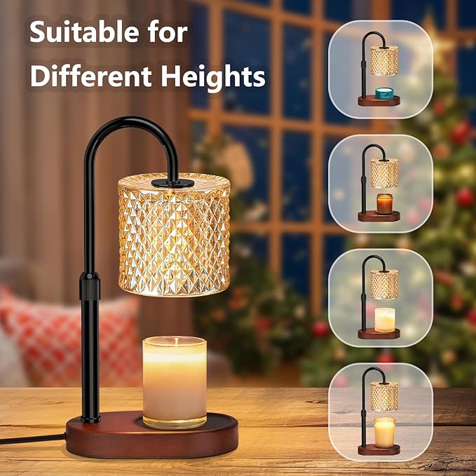 Electric Candle Lamp Warmer with Timer Dimmer Adjustable Height,Gifts for Women and Men,Vintage Home Decor