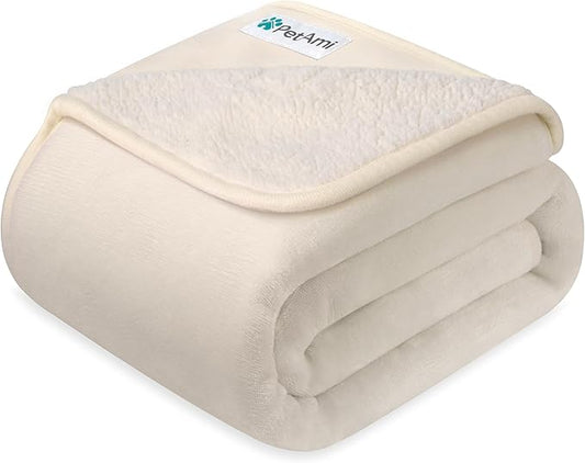 PetAmi Waterproof Dog & Cat Blanket for Medium to Large Pets, Pee Proof & Reversible, Soft Fleece, 40x60 Beige