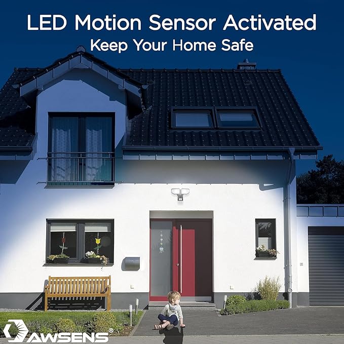 40W LED Security Lights Motion Sensor Light Outdoor, 180 Degree, 4000 LM Motion Security Light, 5000 K, ETL Water Resistant, Clear 2 Head Motion Detector Flood Light for Garage, Yard (Black)