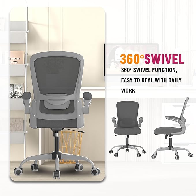 Mimoglad Office Chair, Ergonomic Desk Chair with Adjustable Lumbar Support, High Back Mesh Computer Chair with Flip-up Armrests-BIFMA Passed Task Chairs, Executive Chair for Home Office