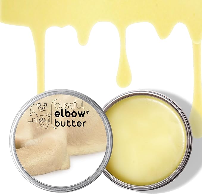 The Blissful Dog Elbow Butter for Dry, Cracked Calluses, Lick-Safe Dog Balm, Soothing Elbow Balm with Moisturizing Shea Butter, Almond, Olive, and Essential Oils, Pet Supplies, 8 oz. Tin