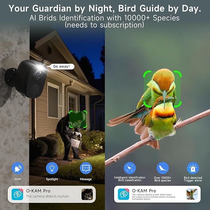 5G/2.4G WiFi Security Cameras Wireless Outdoor, 2K 5G Security Camera with AI Motion Detection, Color Night Vision, Siren, IP65, 2-Way-Audio, Support Alexa&Google Assistant, Cloud/SD (2)