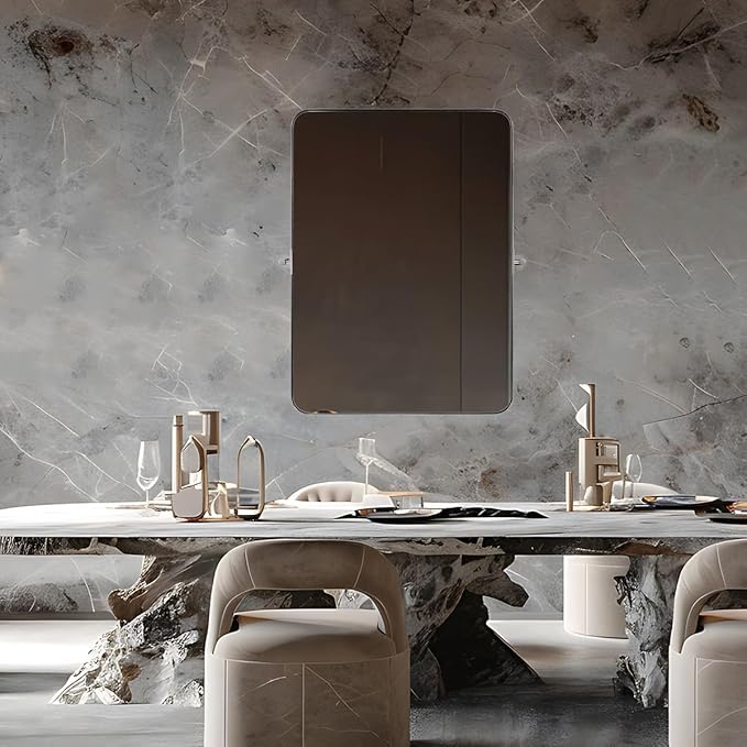 ANDY STAR Chrome Pivot Bathroom Mirror, 20" x 30" Chrome Tilting Wall Vanity Mirror, Rounded Rectangle Metal Frame Pivots Vertically Only (Overall 24.33" x 30")