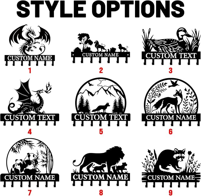 Personalized Dragon Key Holder for Wall, Animals Theme Key Holder Wall Mount, Dragon Wall Decor, Decorative Key Rack Coat Hooks for Living Room Bedroom Hallway, Home Decor Gifts