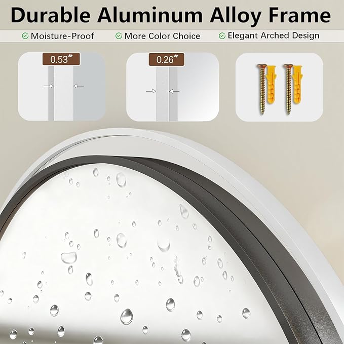 Large Full Length Mirror, 30"x71" Arched Floor Mirror Full Length with Stand, Room Decor Big Full Body Mirror with HD Tempered Glass Aluminum Frame for Bedroom Living Room,White