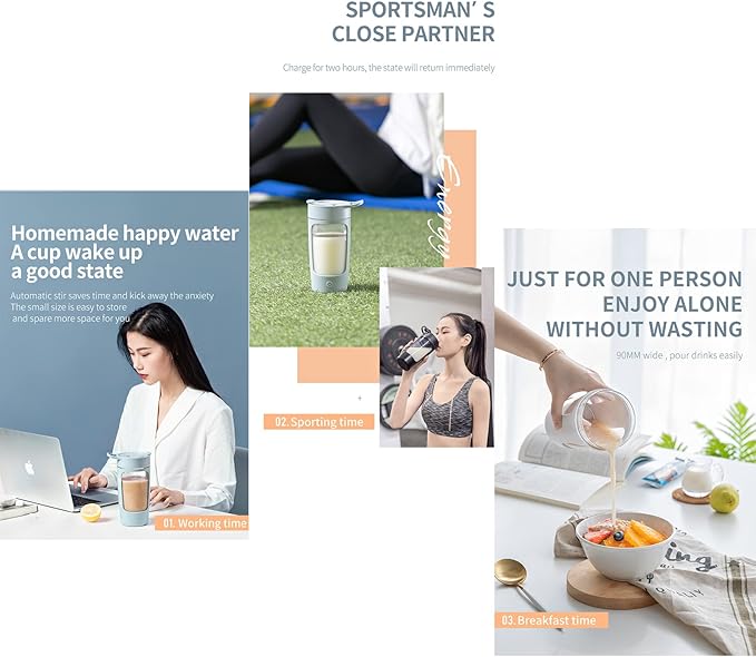 Electric Shaker Bottle, Blender Bottles For Protein Mixes, | Tritan | BPA Free| Portable Mixer Cup, Rechargeable Shake Cups And Meal Replacement Shakes, 22 oz(Blue)