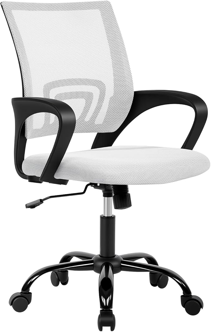 BestOffice Office Chair Ergonomic Desk Chair Mesh Computer Chair Lumbar Support Modern Executive Adjustable Stool Rolling Swivel Chair for Back Pain,White