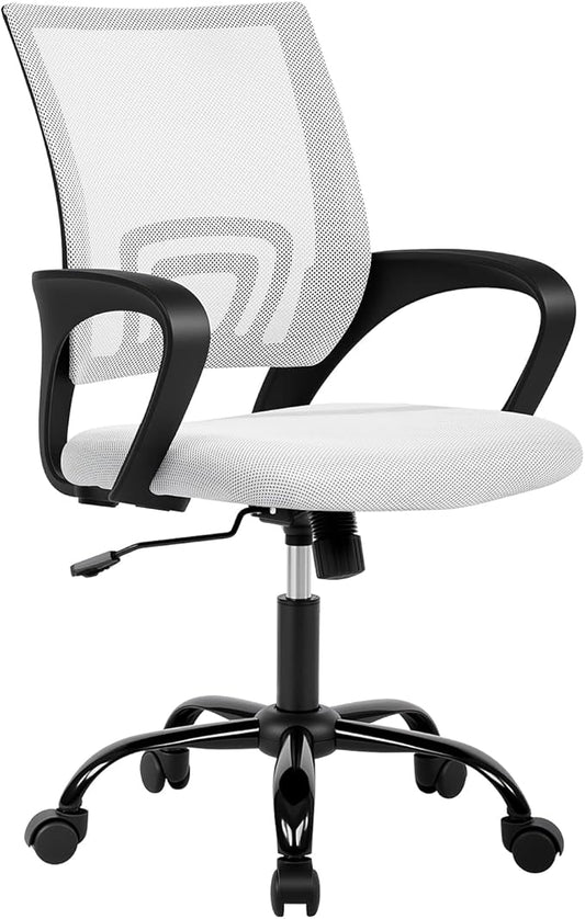 BestOffice Office Chair Ergonomic Desk Chair Mesh Computer Chair Lumbar Support Modern Executive Adjustable Stool Rolling Swivel Chair for Back Pain,White