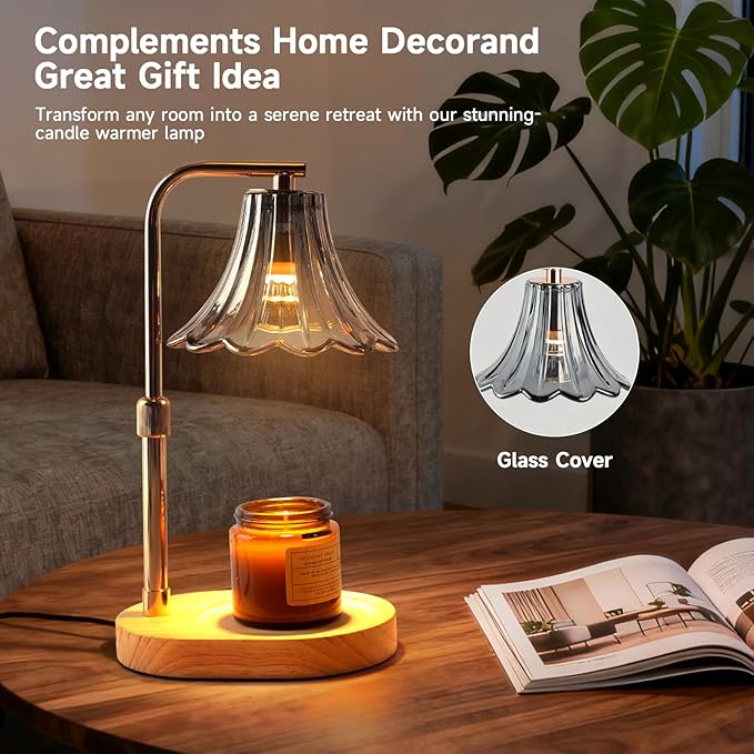 Candle Warmer Lamp - Flame-Free with 2 Bulbs Height-Adjustable Warmer Ideal for Scented Candles for Women, Moms Housewarmings