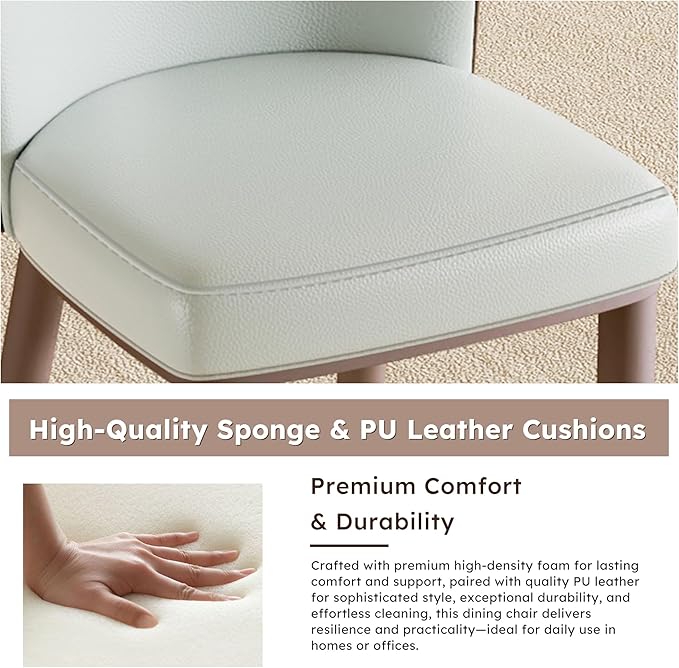 Dining Chairs Set of 2, Modern Faux Leather Dining with Carbon Steel Legs for Living Kitchen Dining Room