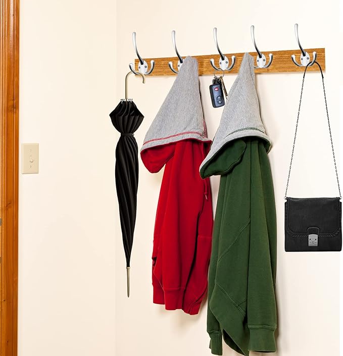 IBosins 18 Pack Big Heavy Duty Three Prongs Coat Hooks Wall Mounted with 36 Screws Wall Hooks Retro Double Utility Rustic Hooks for Coat, Backpack, Towel, Robe