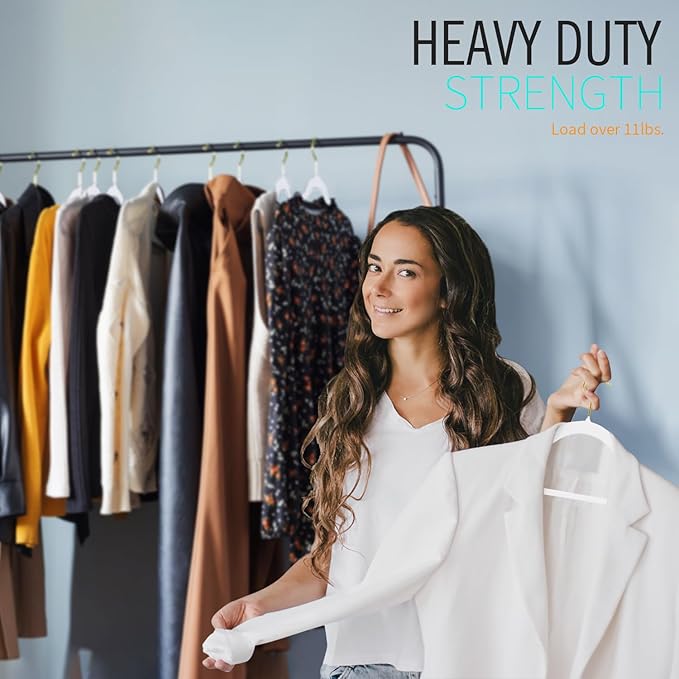 ManGotree Velvet Coat Hangers with 360° Swivel Gold Hook, Non-Slip Felt Suit Hangers, Slim Space Saving Clothes Hanger for Jacket, Sweater, Shirt, Dress, Pants (22 Pack, White)