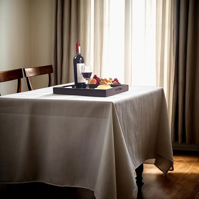 14.9''x10.2''x1.57'' Bamboo Wooden Tray with Handles, Rectangular Natural Solid Wood, Black Walnut Color Serving Tray Suitable for Kitchen,Bedroom,Coffee, Party Bars.