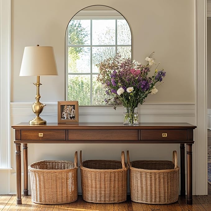 ANDY STAR Arched Mirror, 22" x 35" Gold Bathroom Mirror in Stainless Steel Metal Frame, Arch Top Rounded Corner 1" Deep Set Design Wall Mount Hangs Vertical