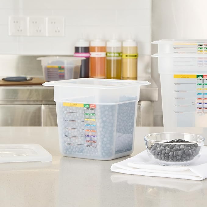 Restaurantware Food Pans Pack of 10 Plastic Square Food Containers 1/6 Size with Traceability Label, Storage Containers Dishwashable Hot Cold Friendly for Restaurants Buffet Commercial Use