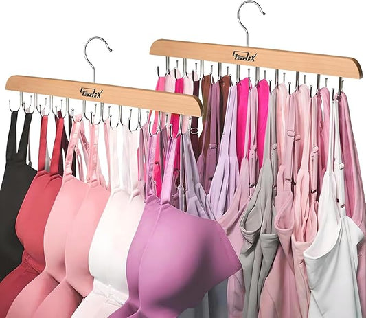 2 Pack Tank Top Hangers Space Saving, Bra Hangers for Closet Organizer, Bra Organizer for Closet, Space Saving Organizers and Storage for Dorm & Apartment for Tankto (Wooden)