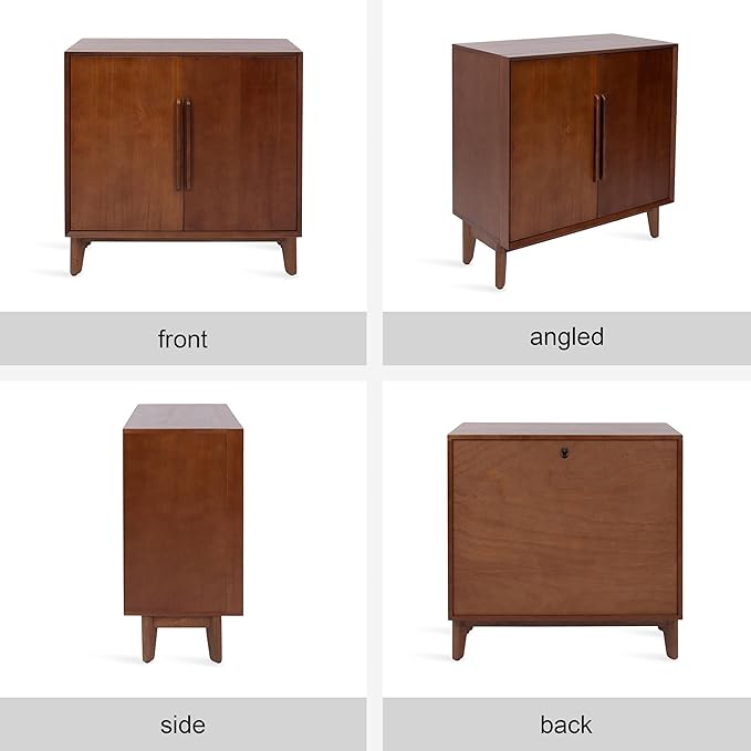Kate and Laurel McCutcheon Modern Two-Door Mango Wood Floor Storage Cabinet, 30 x 15 x 30, Walnut Brown, Transitional Living Room TV Stand for Use as Sideboard Buffet Cabinet or Bar Storage Buffet