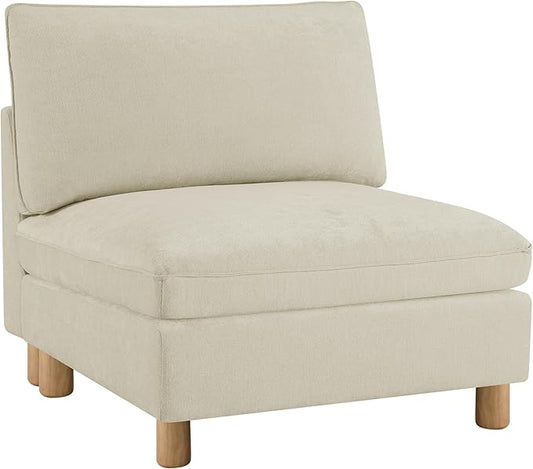 CHITA Super Large Sectional Couches for Living Room, Modular Cloud Couch Sectional Sofa, Premium Fabric Couches, Down Filled, High Density Foam, Chenille in Cream, Armless Chair