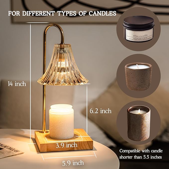 Marycele Candle Warmer Lamp with Timer, Candle Wax Warmer Flower Lamp Dimmable, Birthday Day Gifts for Mom Women, Home Fragrance Accessories for Dorm Room Decor