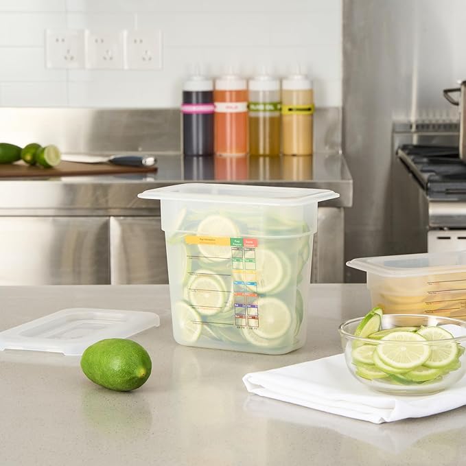 Restaurantware Food Pans Pack of 10 Plastic Rectangle Food Containers 1/9 Size with Traceability Label, Storage Containers Dishwashable Hot Cold Friendly for Restaurants Buffet Commercial Use