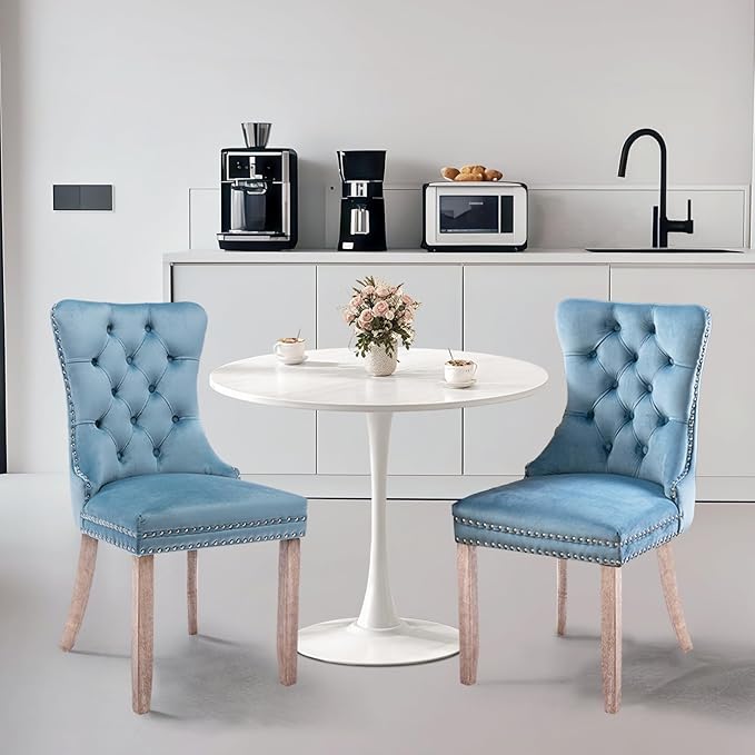 SoarFlash Kitchen Table and Chairs for 2, 24" Dining Table Set for 2 with Velvet Upholstered Chairs, 3 Piece Round Kitchen Table Set, Dining Room Table Set for Small Space, Apartment