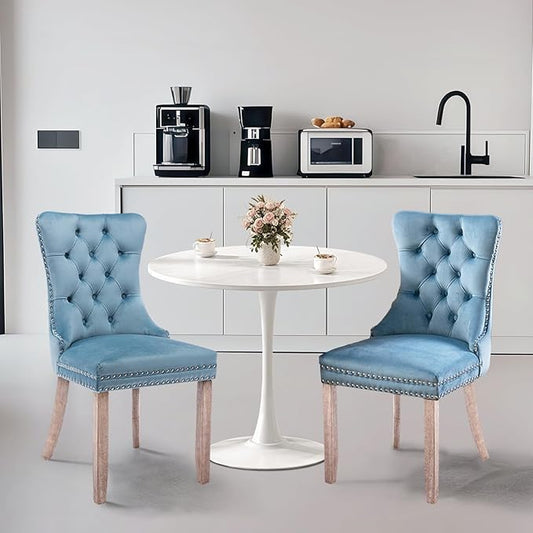 SoarFlash Kitchen Table and Chairs for 2, 24" Dining Table Set for 2 with Velvet Upholstered Chairs, 3 Piece Round Kitchen Table Set, Dining Room Table Set for Small Space, Apartment