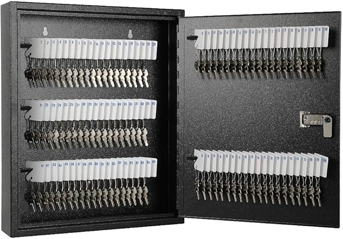 KYODOLED 100Keys Key Cabinet Organizer, Key Lock Box Wall Mount with Code, Large Keys Storage Combination Lock Box for Home, Office, Business Management,17"x 12.99" x 3.26" (Black,100 Key)