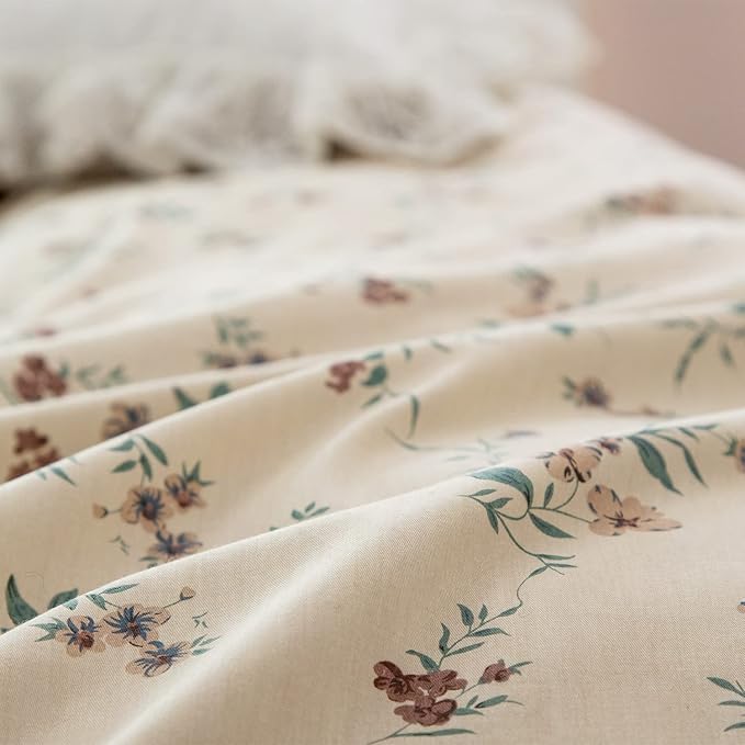 Floral Comforter Set King 3 Pieces Soft Chic Garden Style Floral Print Lightweight Vintage Botanical Flowers Comforter Set for All Seasons 1 Comforter and 2 Pillowcases